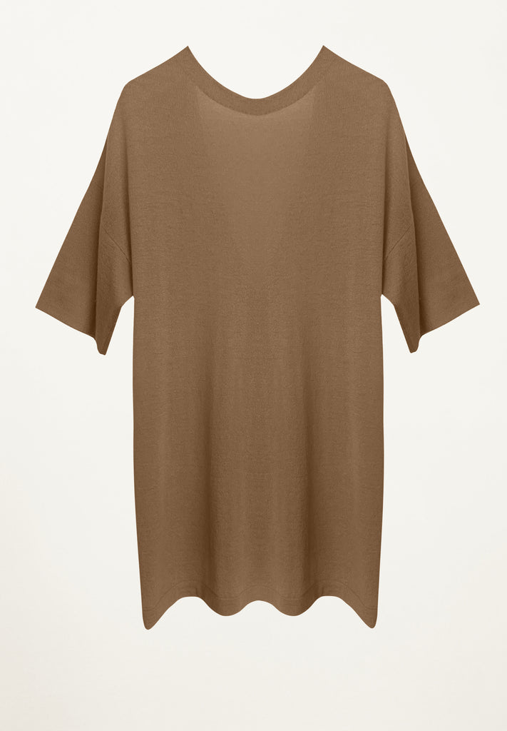 Amira Low Back Tee in Camel