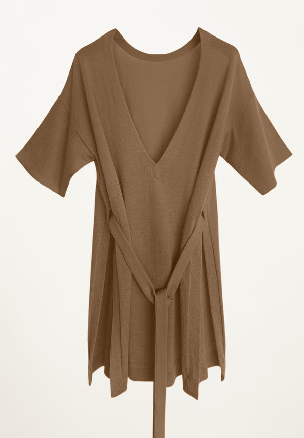 Amira Low Back Tee in Camel
