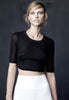 Cashmere Featherweight Crop Top in Heather Black