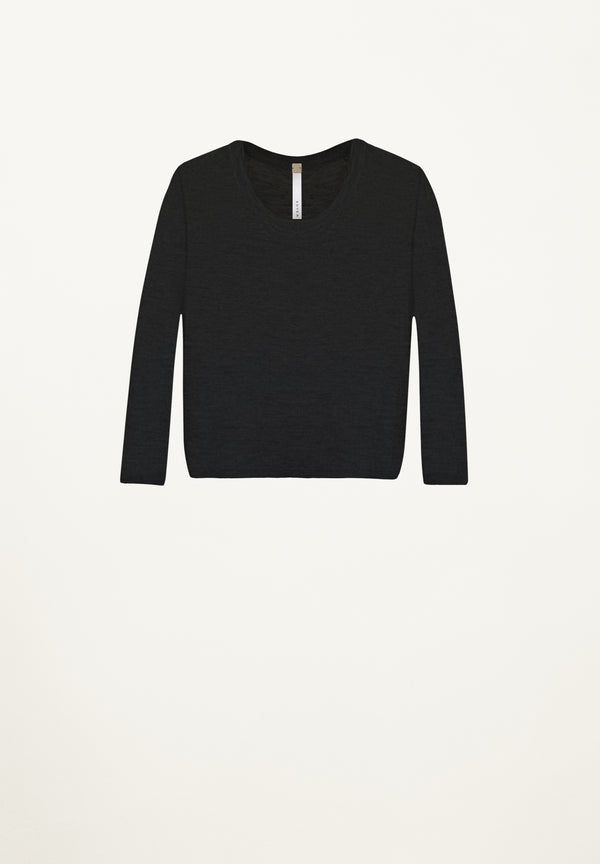 Cashmere Featherweight Crop Top in Black