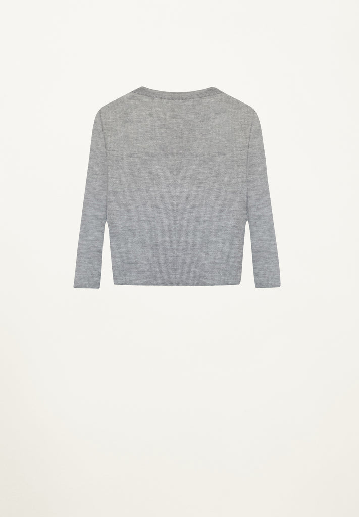 Cashmere Featherweight Crop Top in Heather Grey