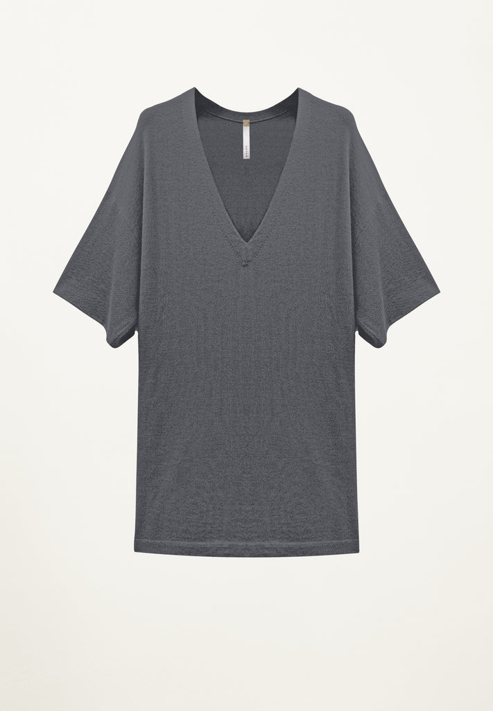 Jeana Cashmere V Neck in Lead