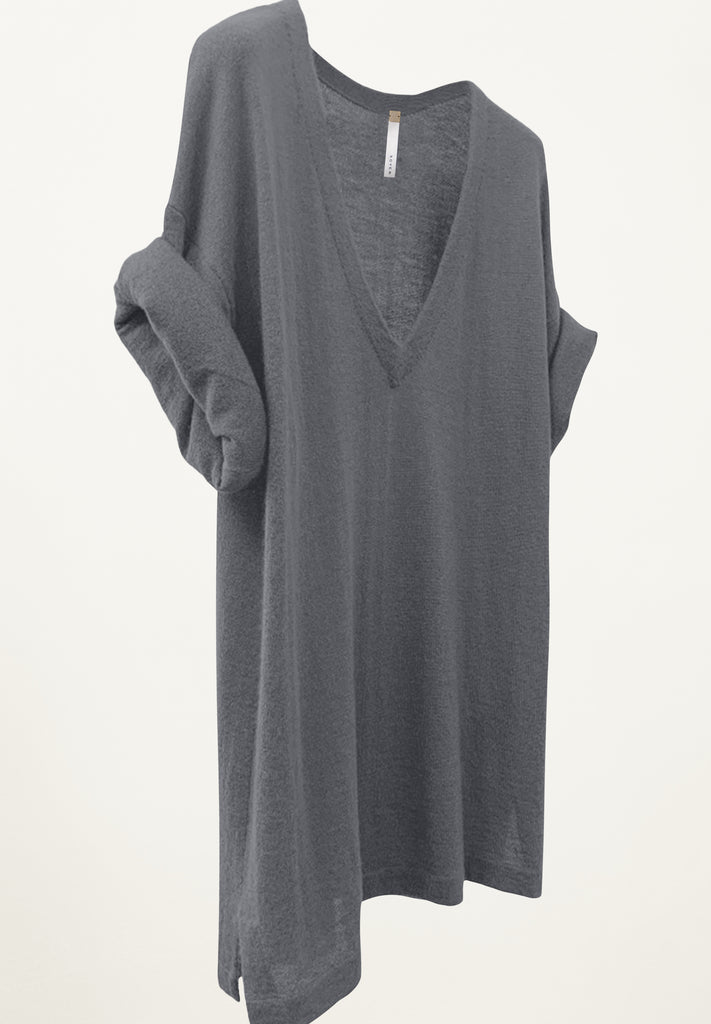 Jeana Cashmere V Neck in Lead