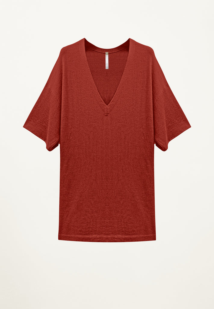 Jeana Cashmere V Neck in Currant
