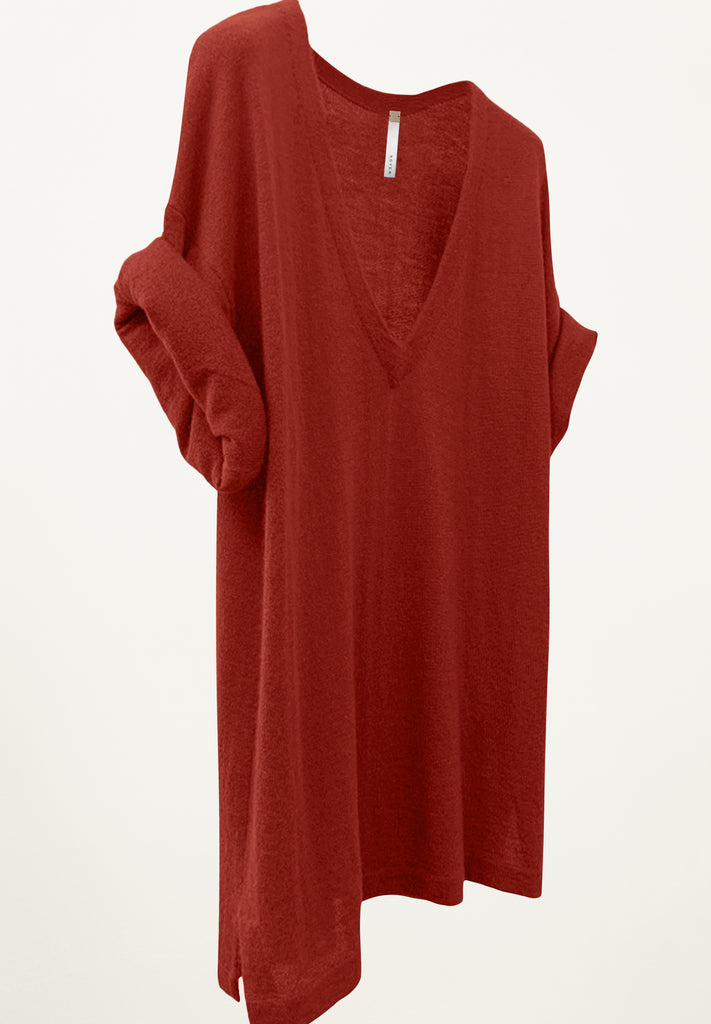Jeana Cashmere V Neck in Currant