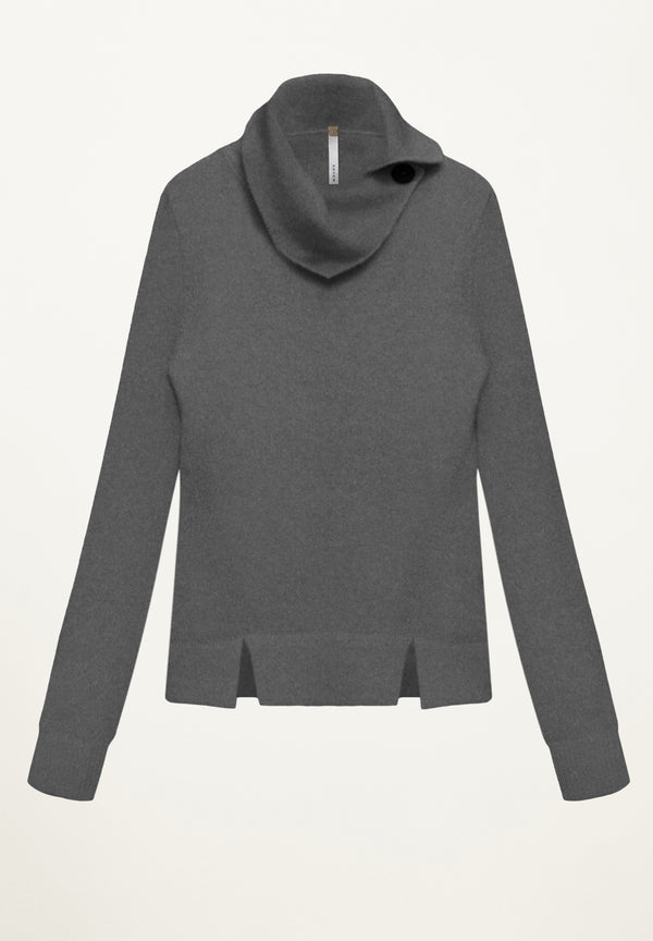 Dani Buttoned Collar Pullover in Charcoal