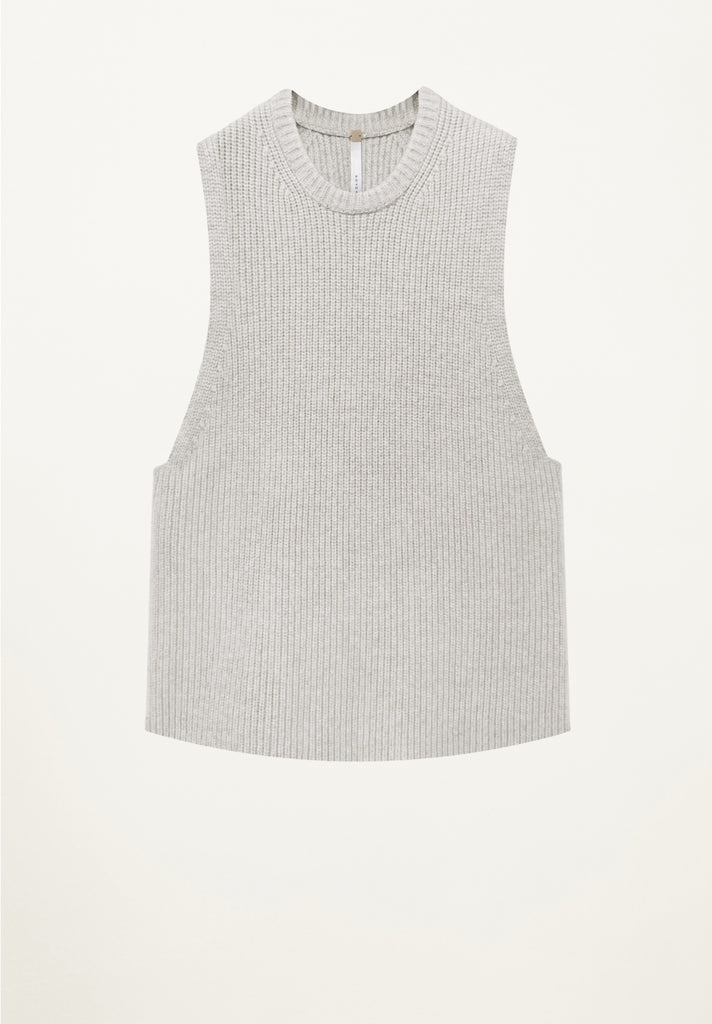 Edith Ribbed Vest in Almond