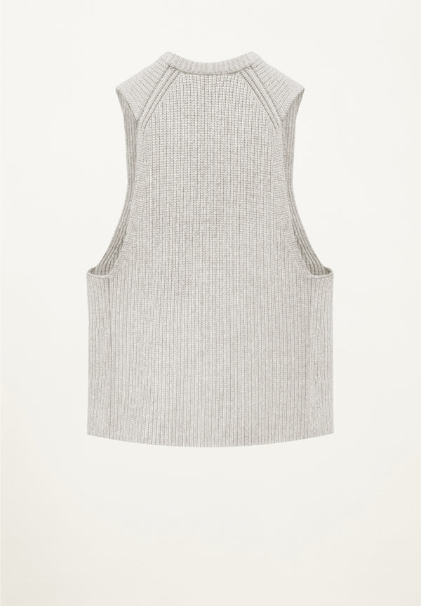 Edith Ribbed Vest in Almond