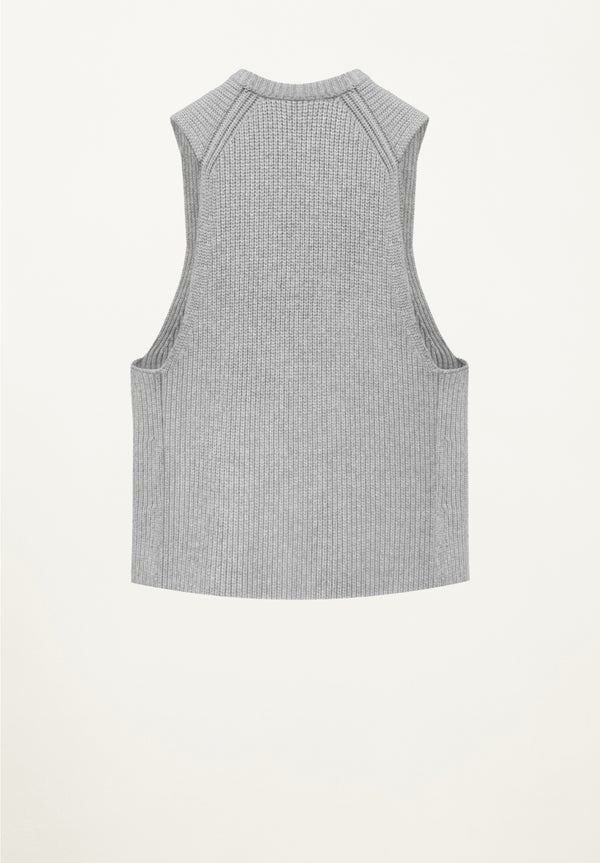 Edith Ribbed Vest in Heather