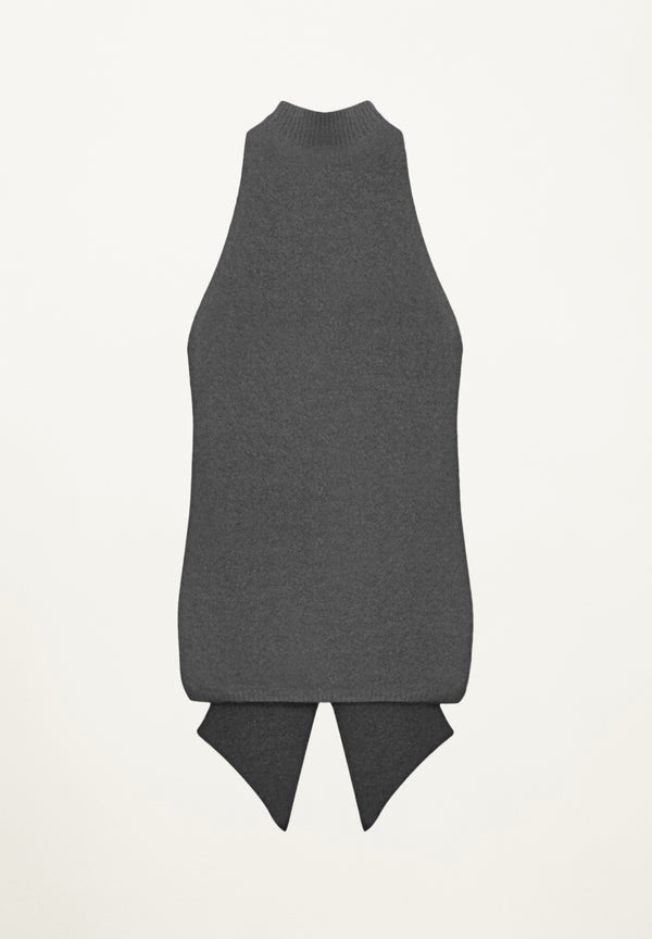 Lia Halter Tunic with Back Peplum in Charcoal