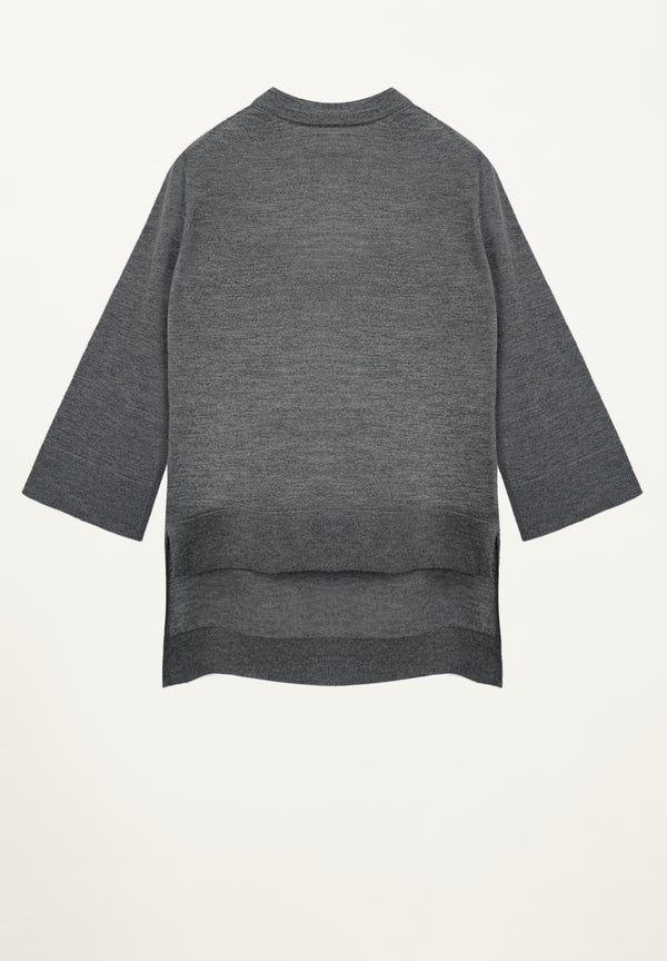 Mia Cashmere Hi Lo Tee in Charcoal