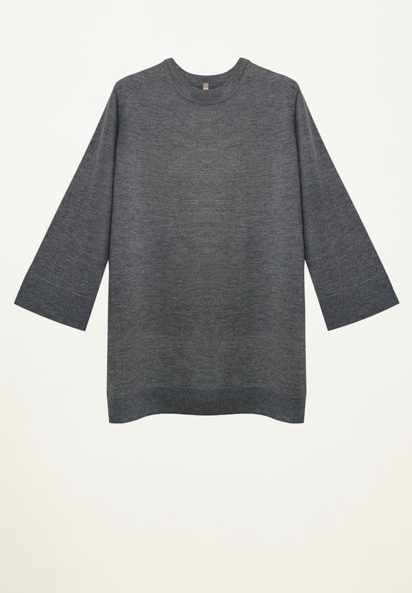 Mia Cashmere Hi Lo Tee in Charcoal