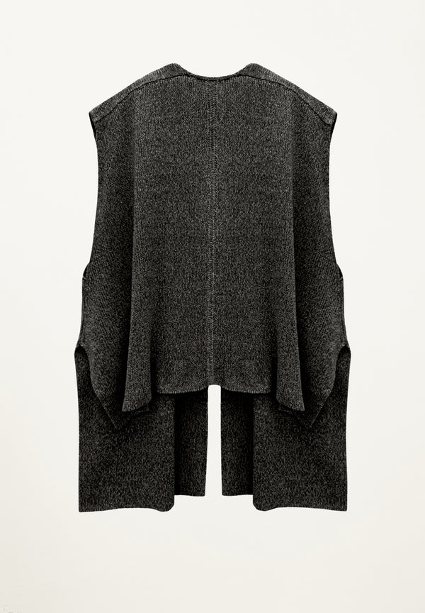 Ribbed Poncho Vest in Ash