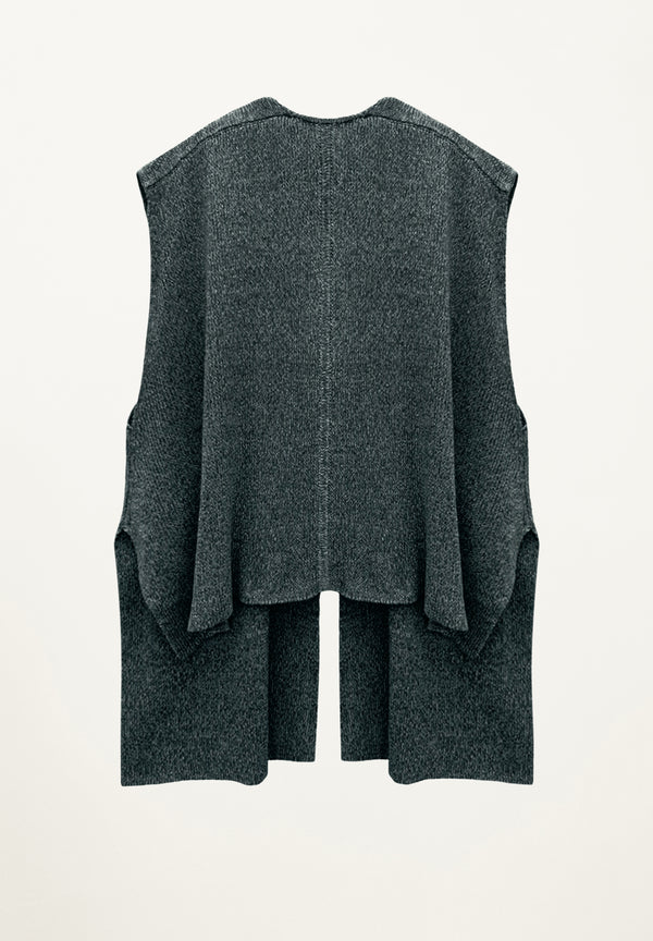 Ribbed Poncho Vest in Atlantic