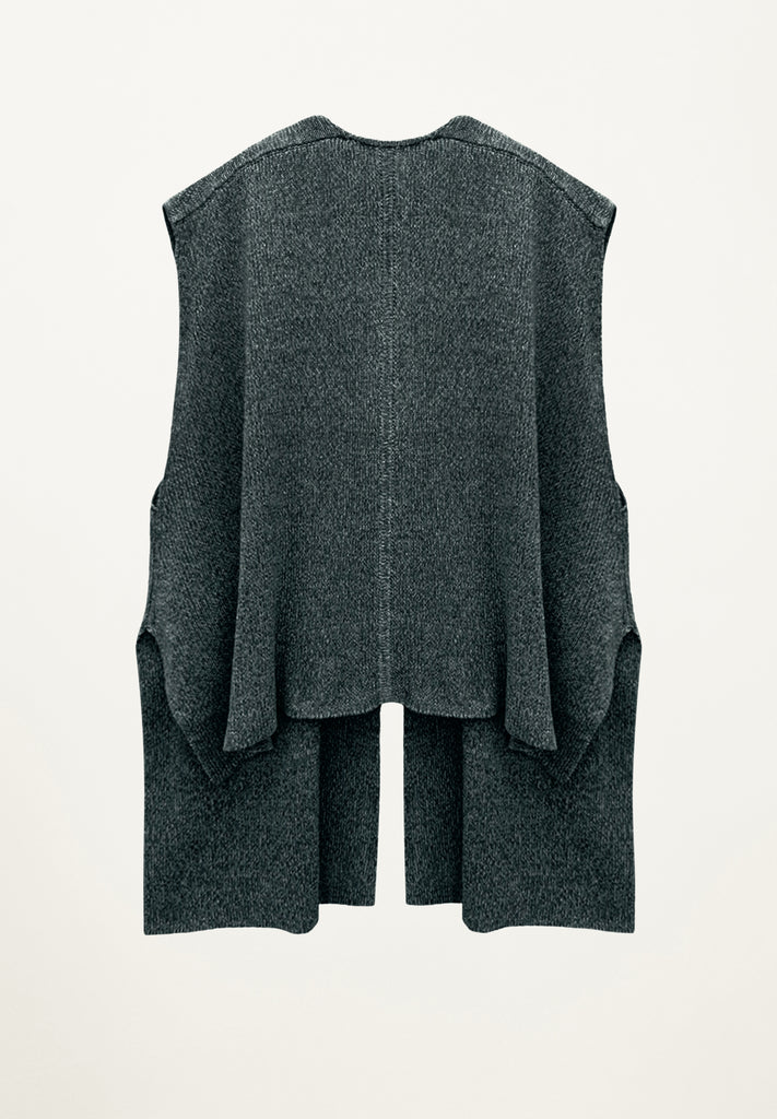 Ribbed Poncho Vest in Atlantic