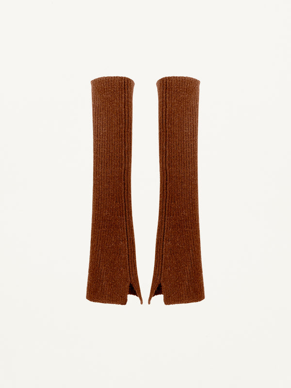 Ribbed Arm Warmers in Cognac
