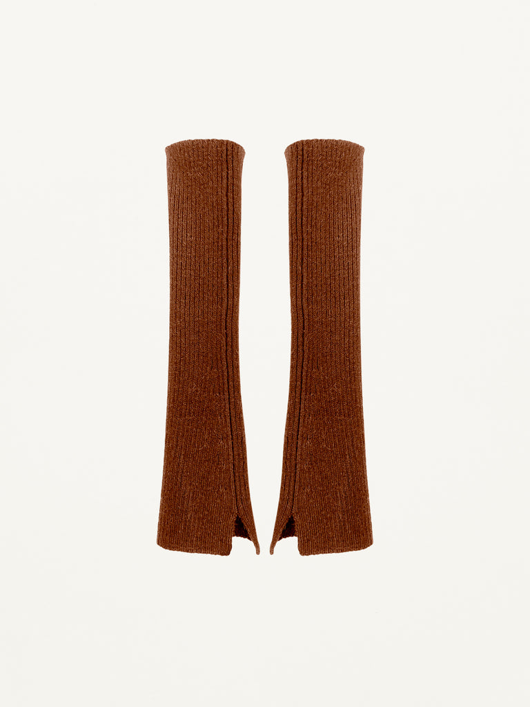 Ribbed Arm Warmers in Cognac